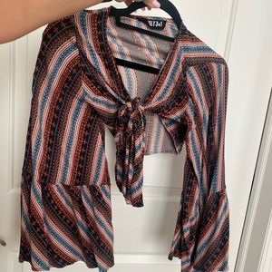 Multi color crop top with tie